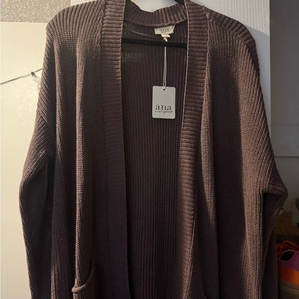 a.n.a Chocolate Knit Cardigan